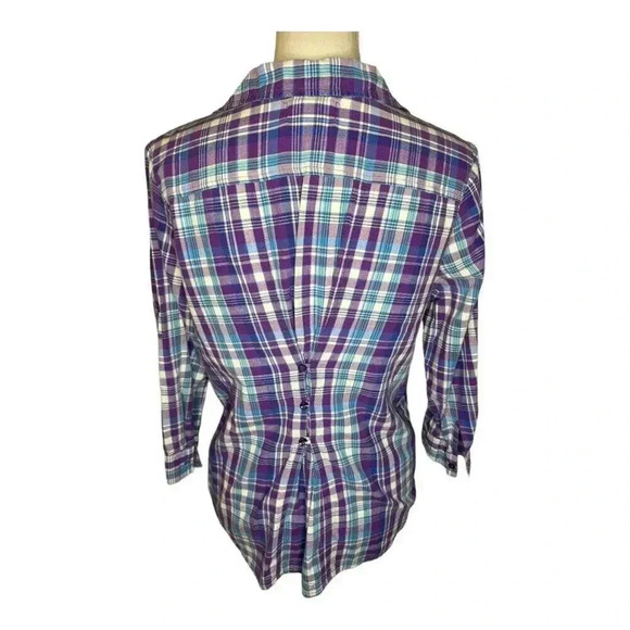 OP Ocean Pacific plaid button down women’s long sleeved blouse size large - Picture 3 of 6